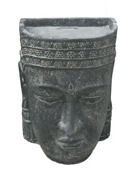 Product image 1 of the product “Khmer-head as water feature, 84cm height, cast stone, hollow, handcrafted & coloured 85 cm”